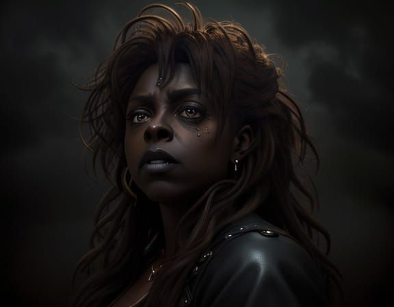 Tribute to Angie Stone in Moody, High-Contrast Color