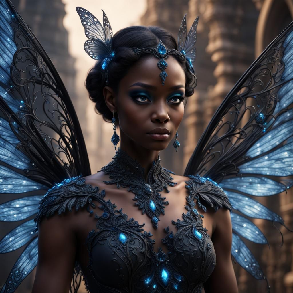Black Fairy with Crystal Wings