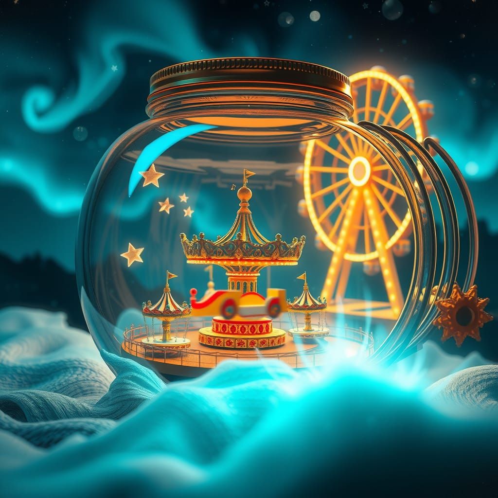 Mystical Jar with Miniature Amusement Park