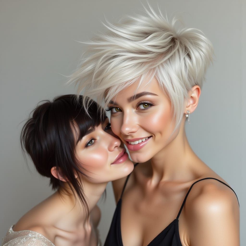 Two Women Share a Tender Moment in Studio Quality Photograph
