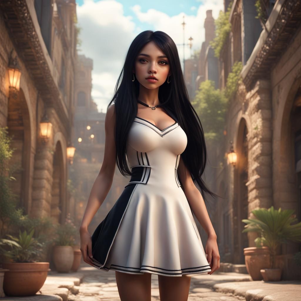 Cute Latina Teenager in Detailed Digital Painting