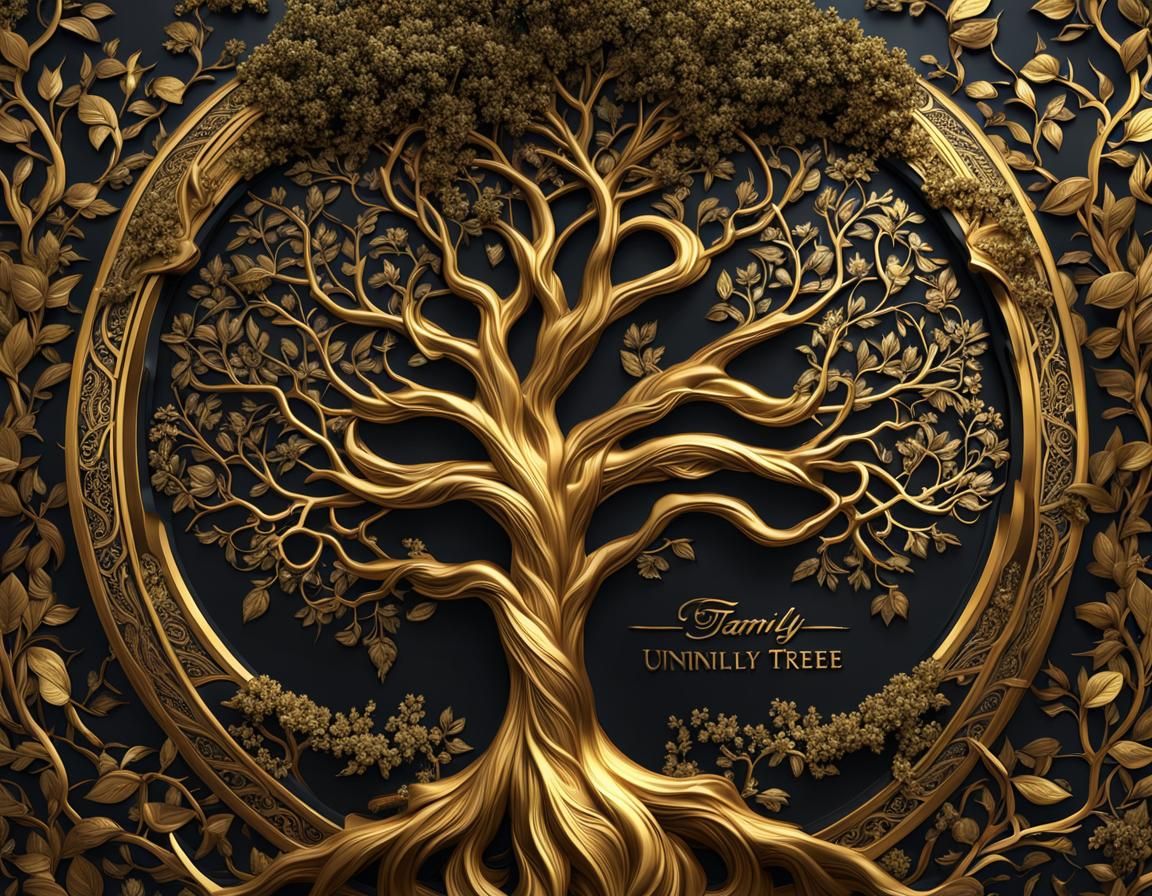 Elegant Gold and Black Tree of Life Template