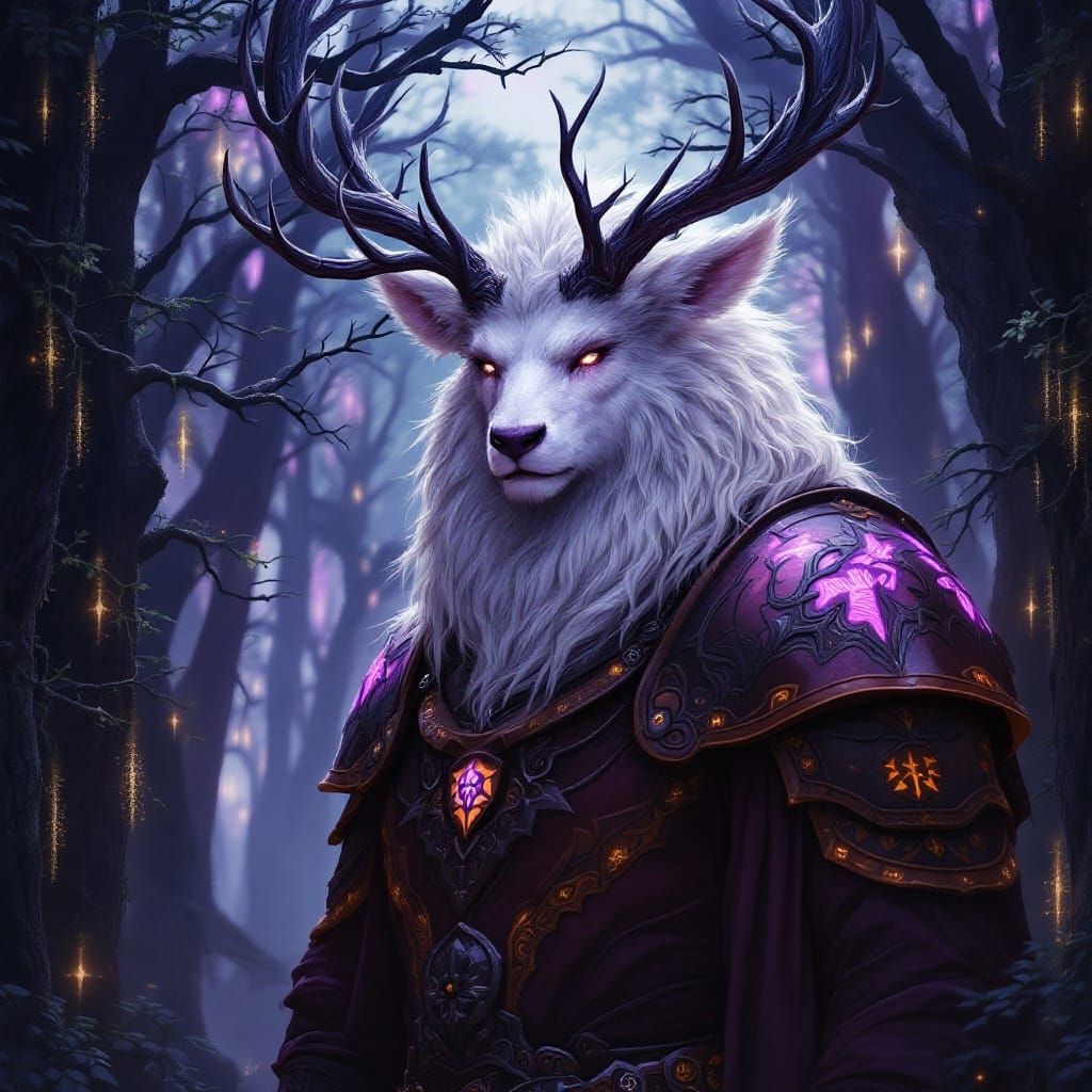 Majestic White Deer Beast Man in Elven Woods