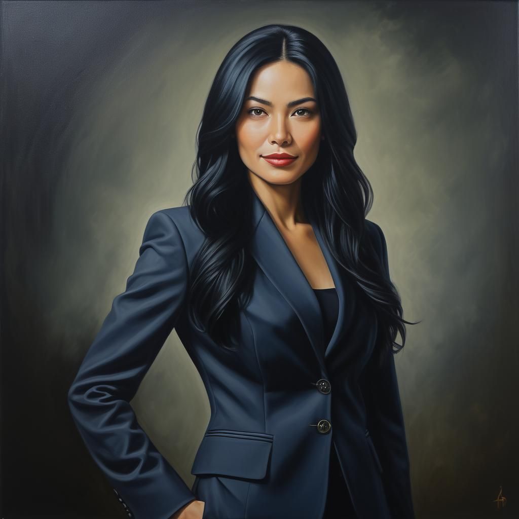 Confident Businesswoman Portrait in Oil Painting Style