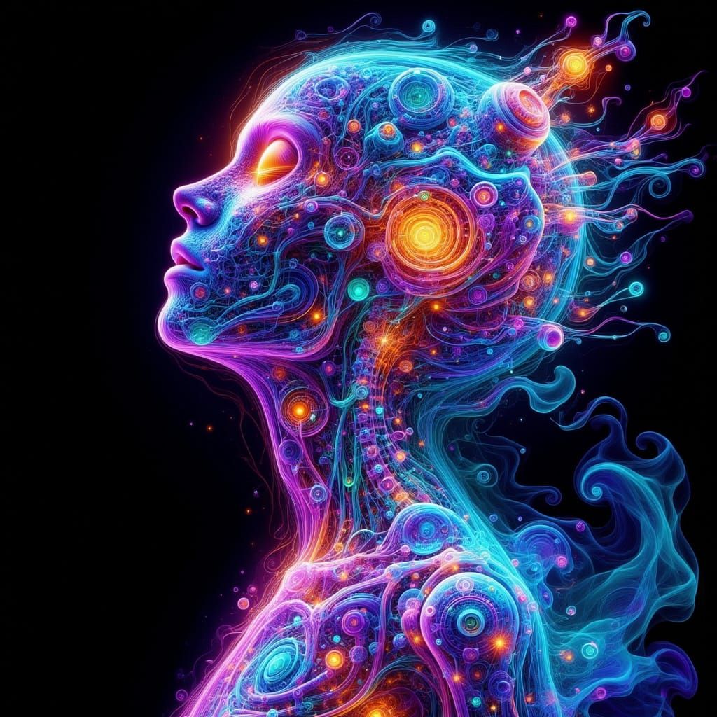 Ethereal Goddess in Ultraviolet X-Ray Art