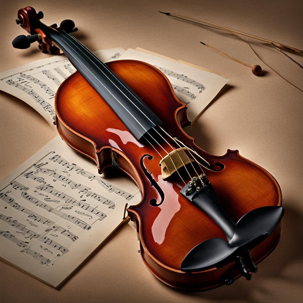 Violin and Bow Portrait with Bokeh Lighting