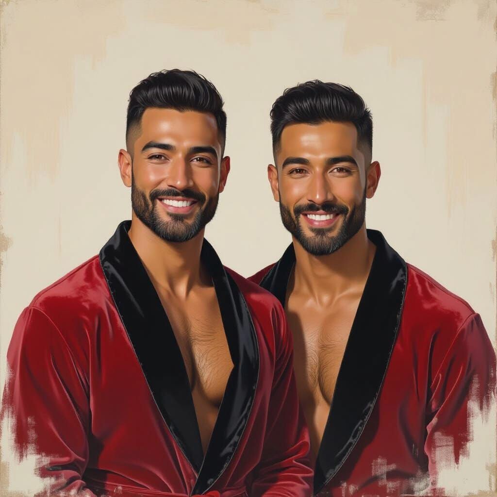 Handsome Men in Velvet Robes: Impressionist Masterpiece