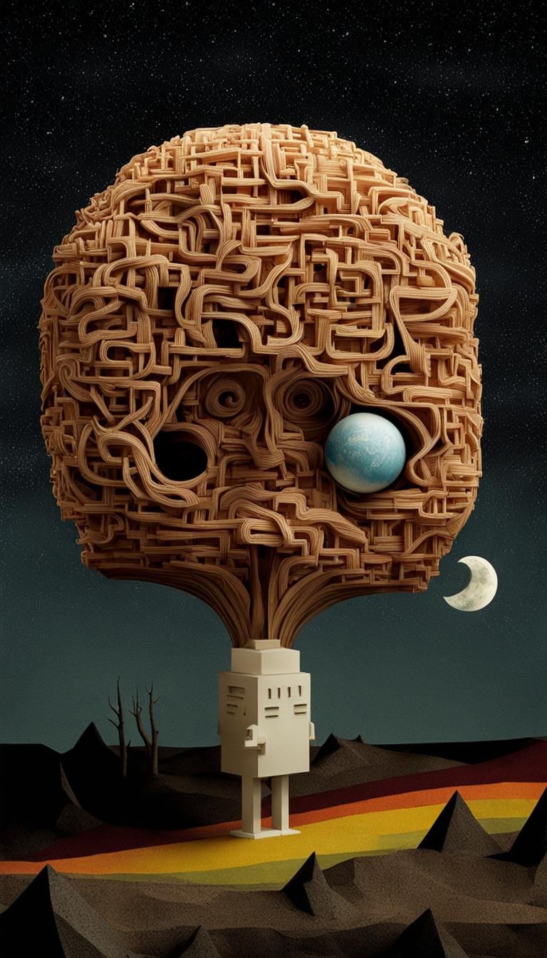 Surreal Origami Figures in Funky Graffiti Style