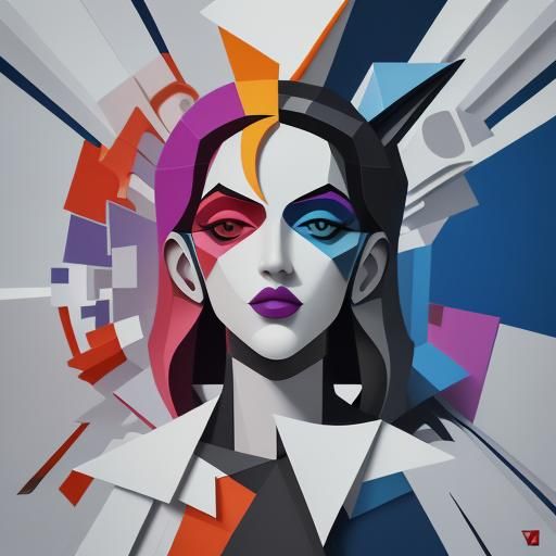 Cubist Wonderland: A Geometric Art Deco Painting