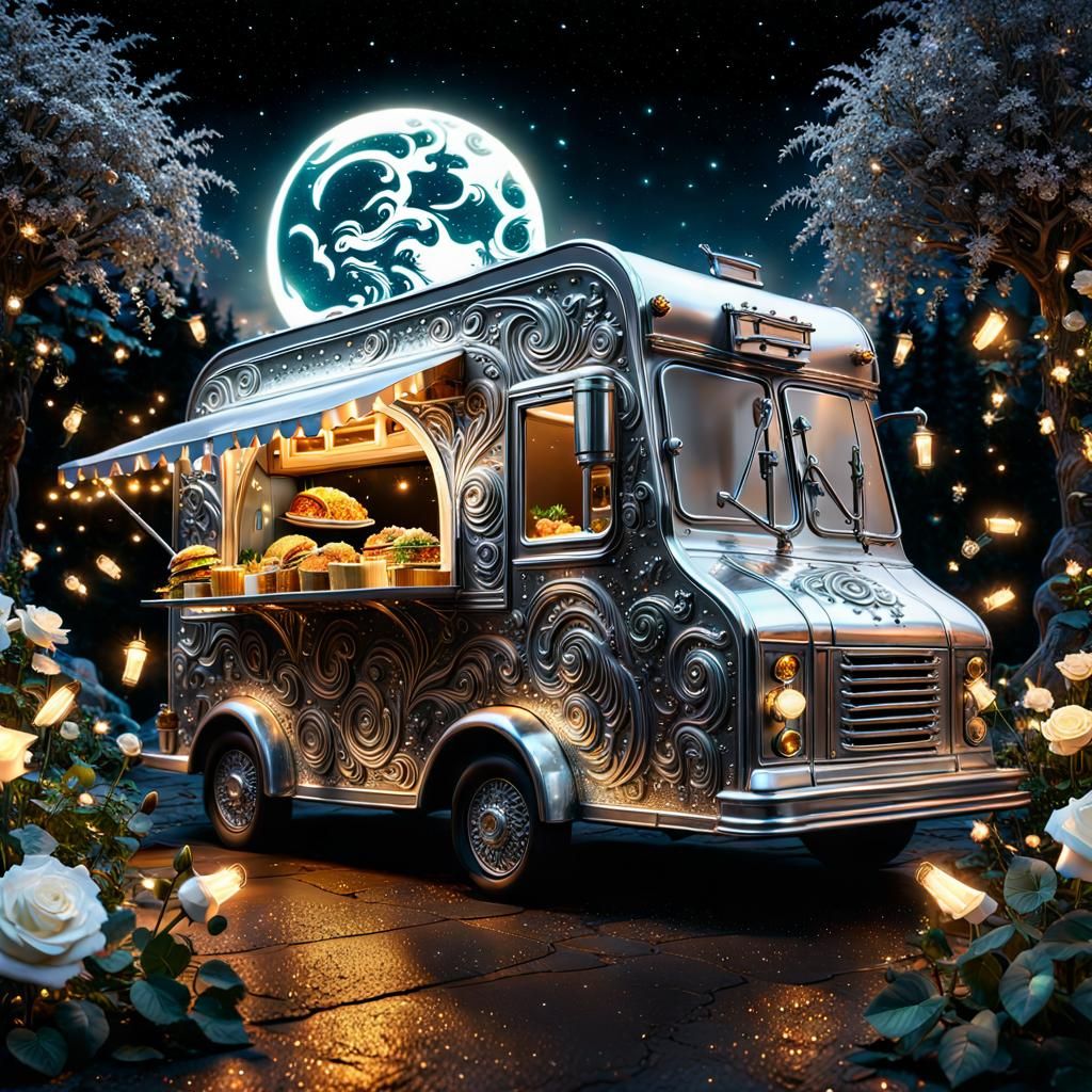 Fairy Taco Truck Tarot Card in Chiaroscuro Style