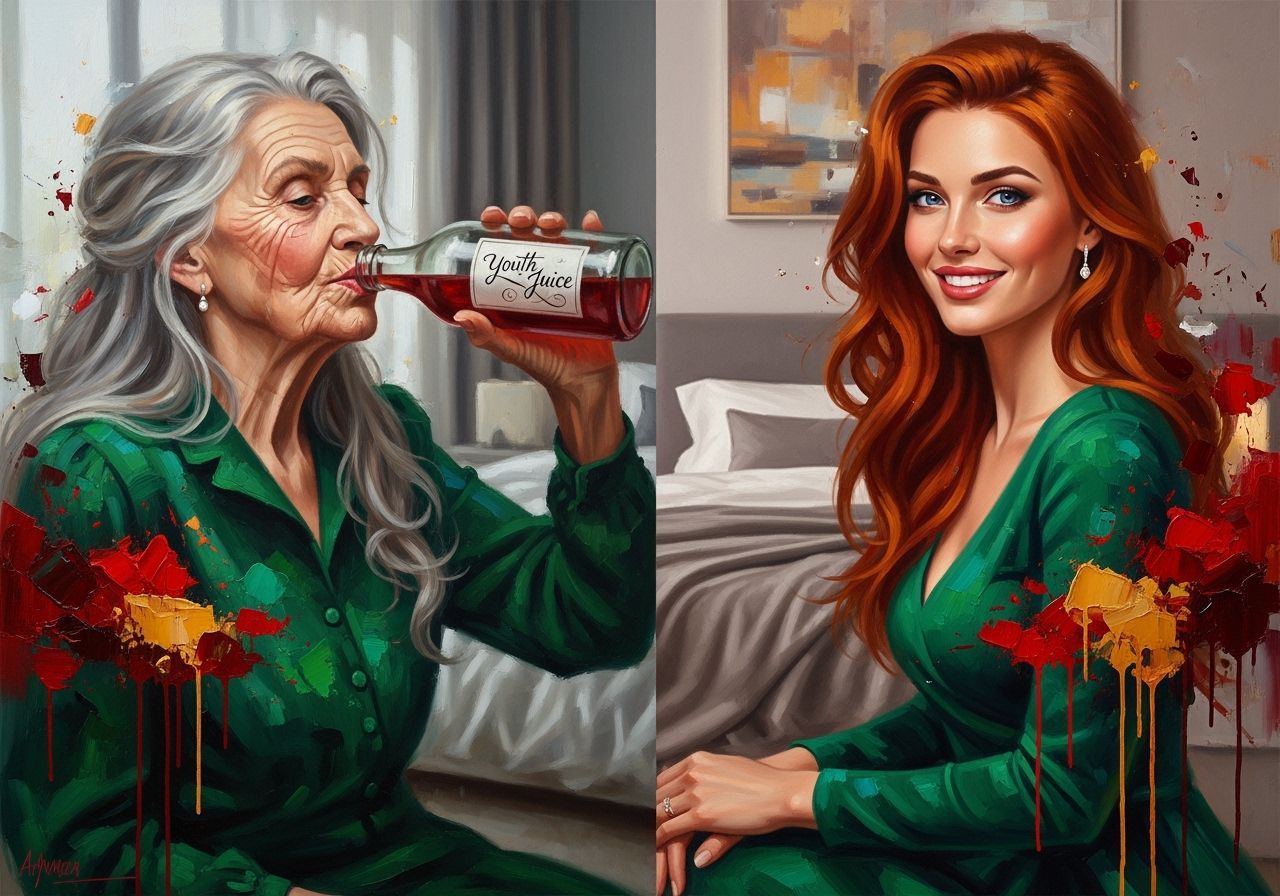 Oil Painting Captures Transformation from Old to Young