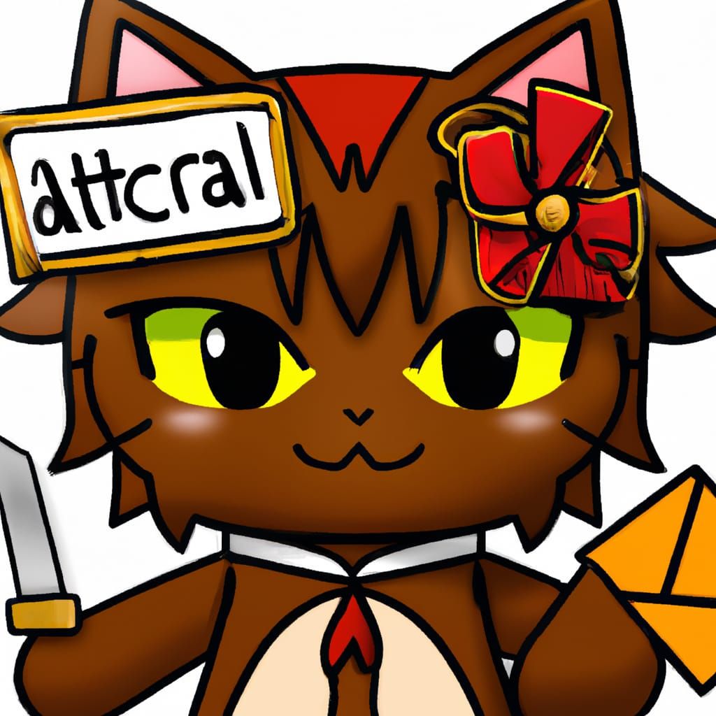 Chocolate Anime Warrior Cat Digital Illustration