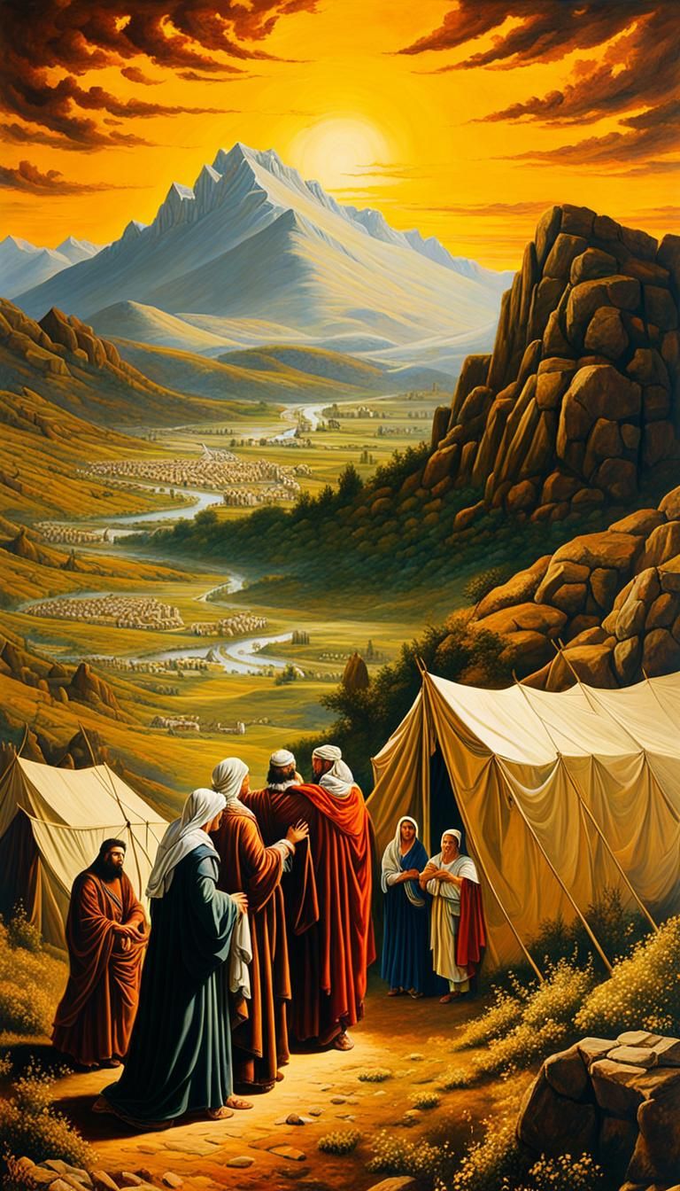 Abraham's Family in Canaan: Acrylic Painting