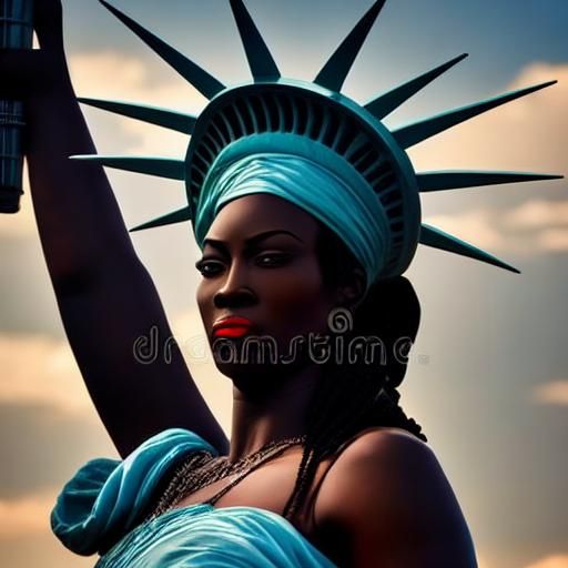 African Woman as Statue of Liberty
