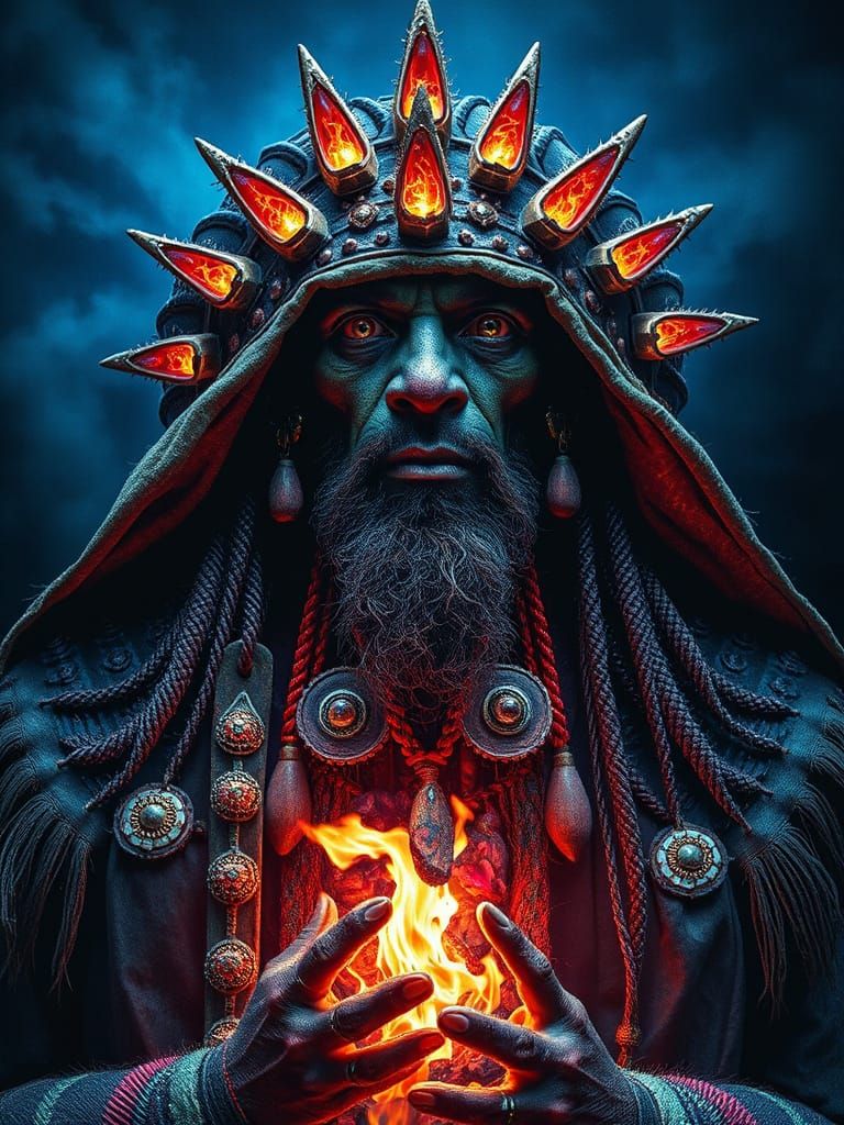 Psychedelic Shaman in Surreal World, Digital Art