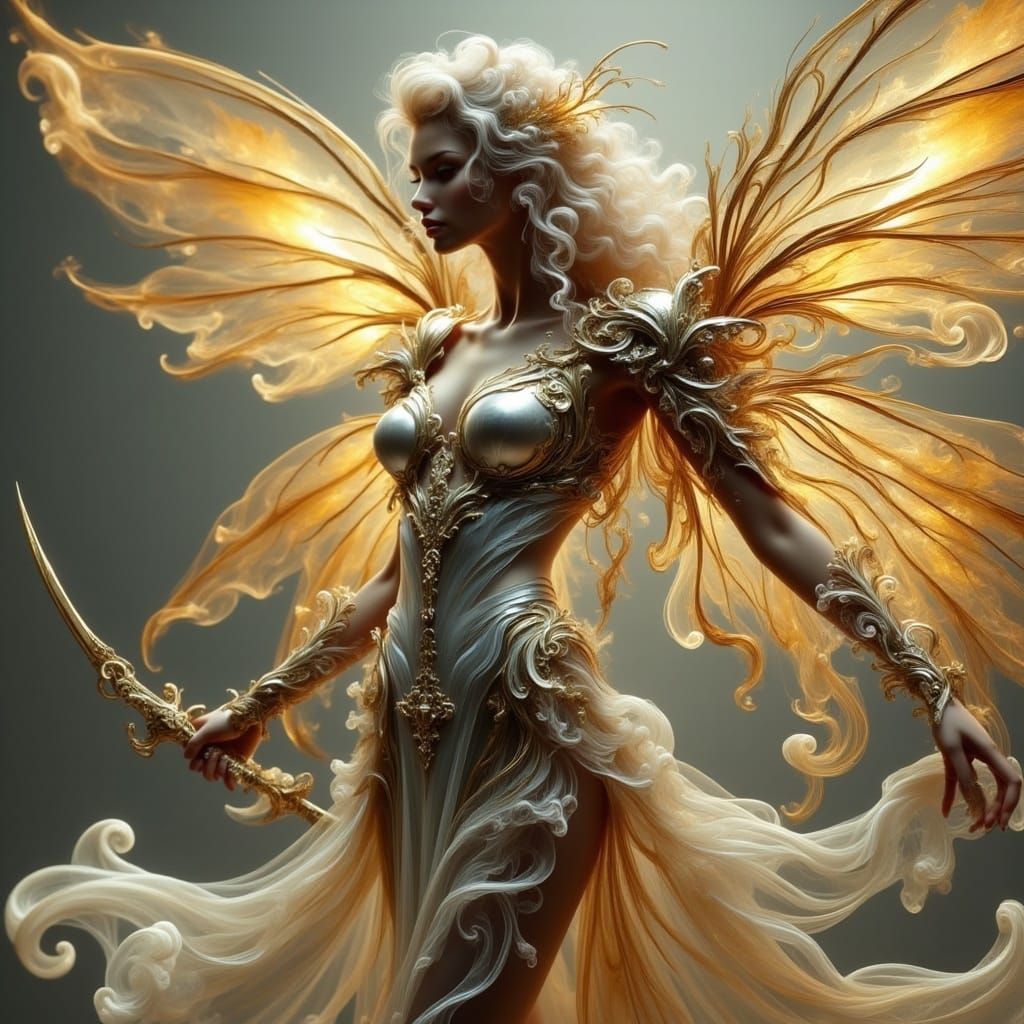 Majestic Fairy Warrior in Ethereal Armor