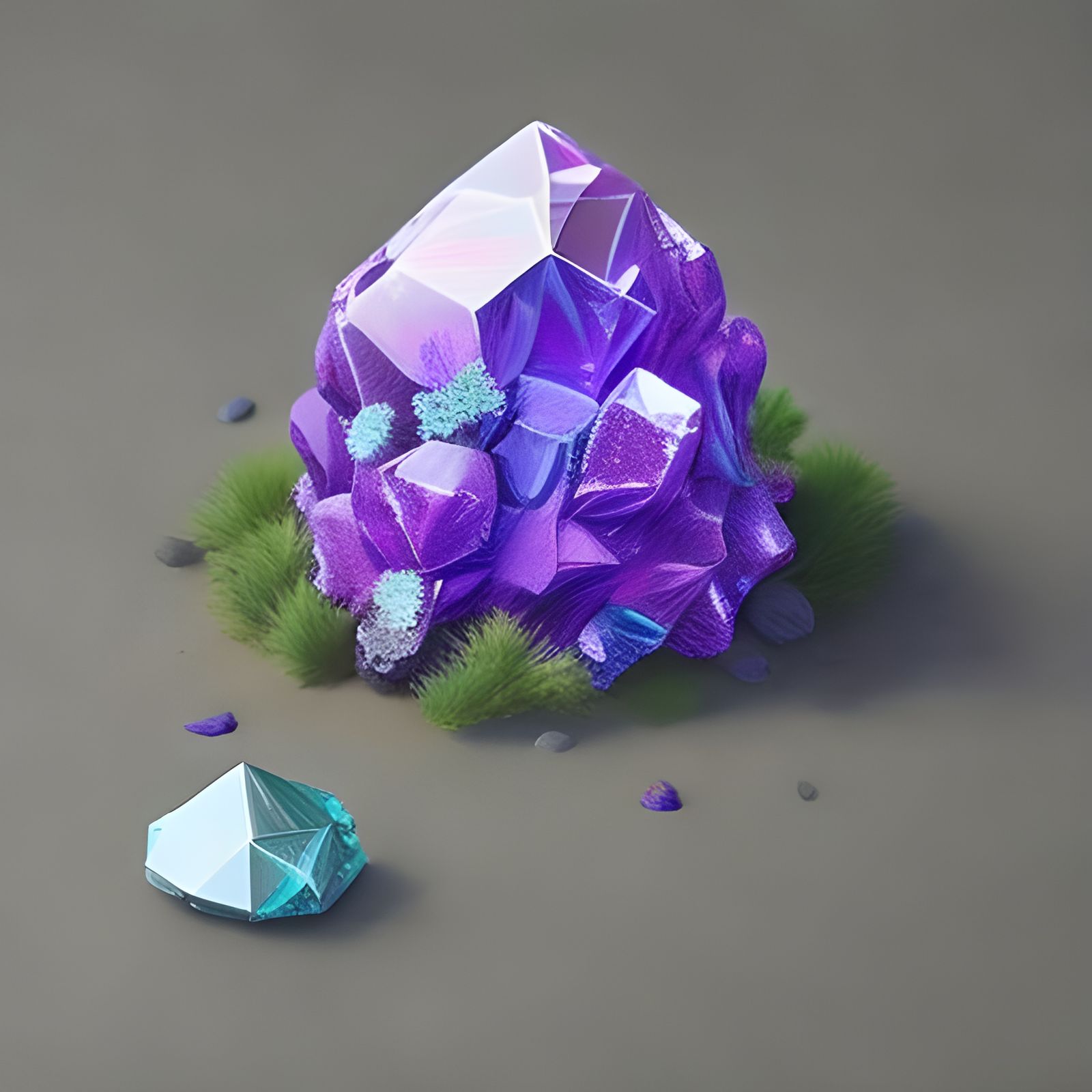 Amethyst Crystal Clusters in Alien Landscape