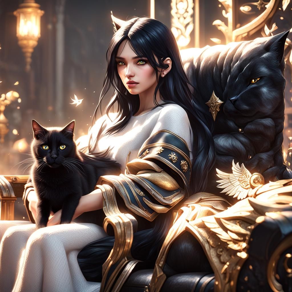 Girl with Cat Angel: 3D Game Cinematic