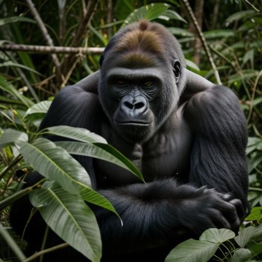 Majestic Gorilla in Lush Jungle Habitat