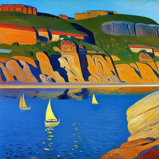 Coastal Portrait in Impressionist Style