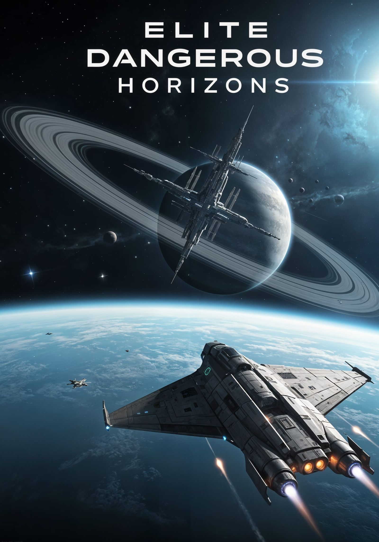 Space Station Orbiting Gas Giant in Sci-Fi Art