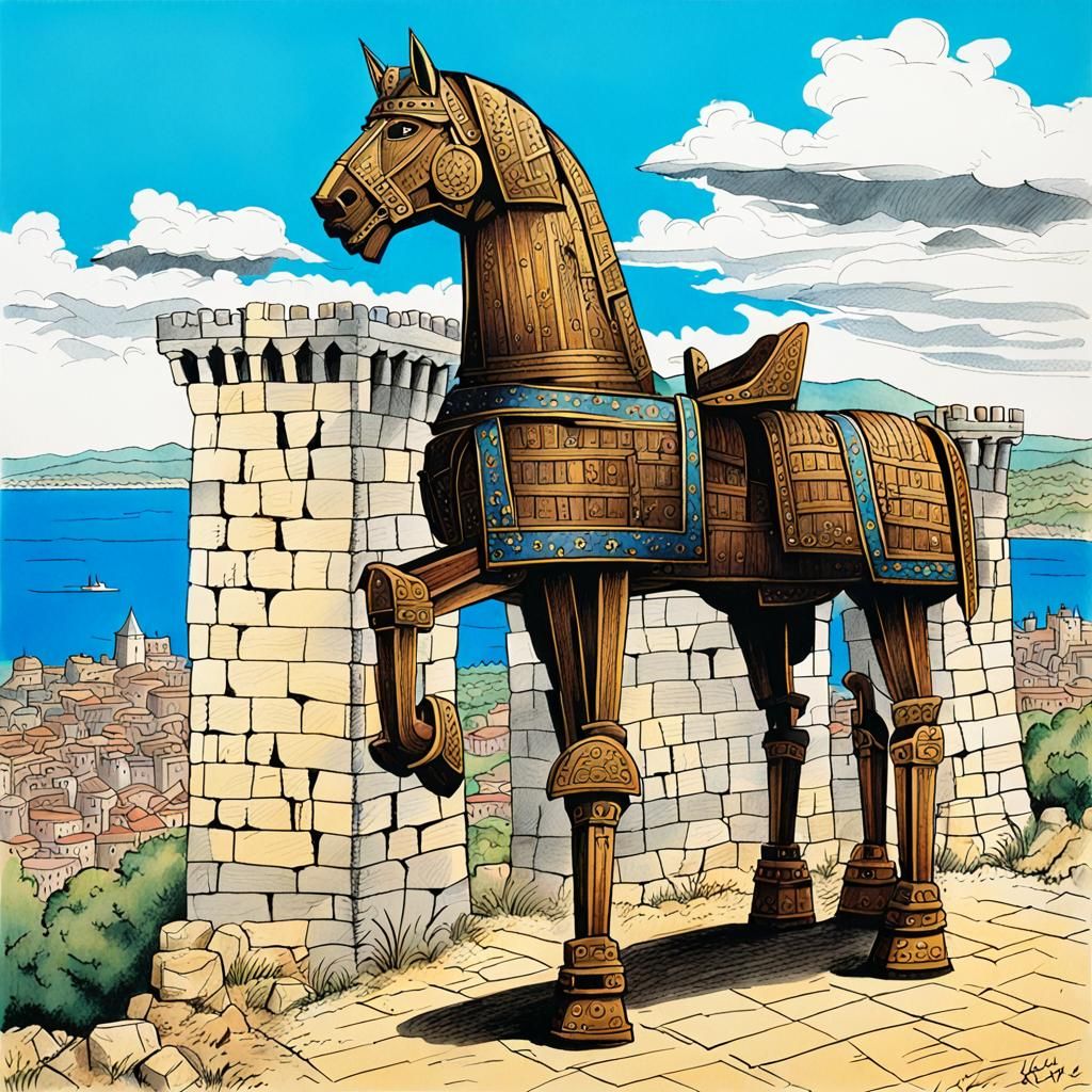 Anime Trojan Horse Scene in Herve Style