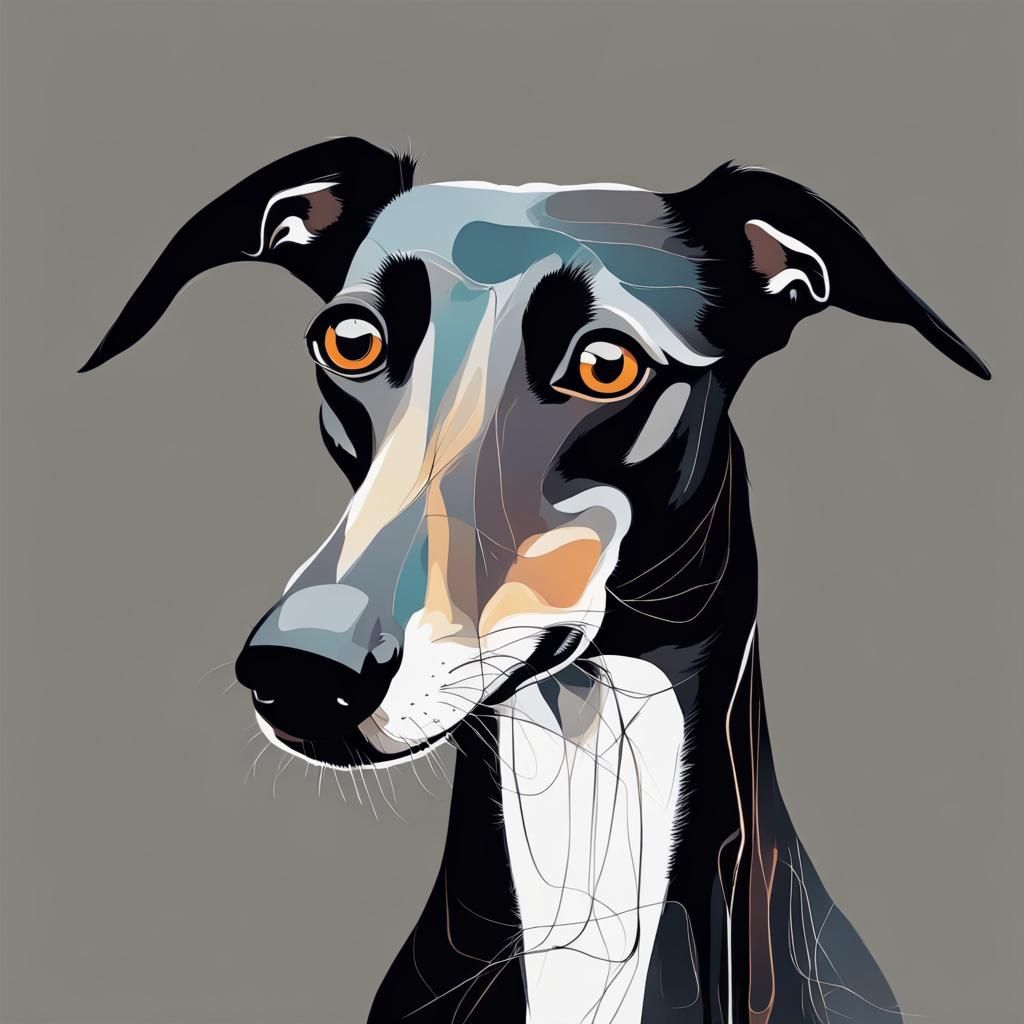 Elegant Black Greyhound in Abstract Style
