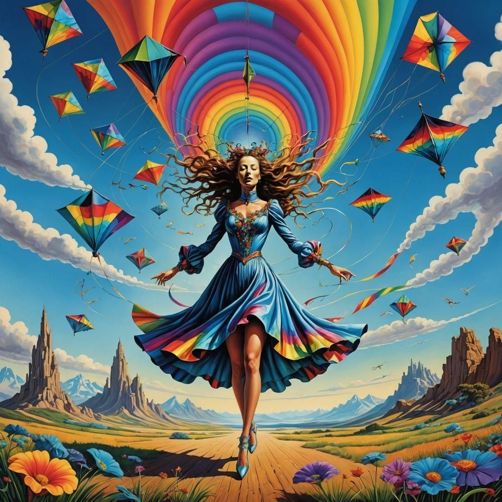 Surreal Landscape with Elastic Flora and Princess