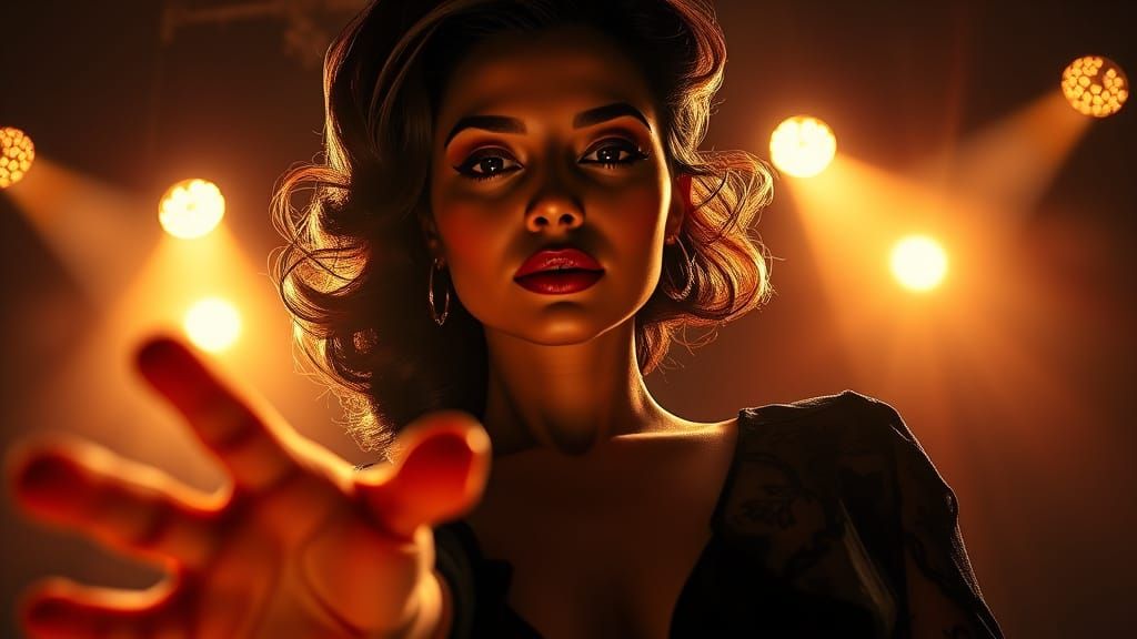 Flirtatious Woman Beckons in Hyperrealistic Zentangle Style