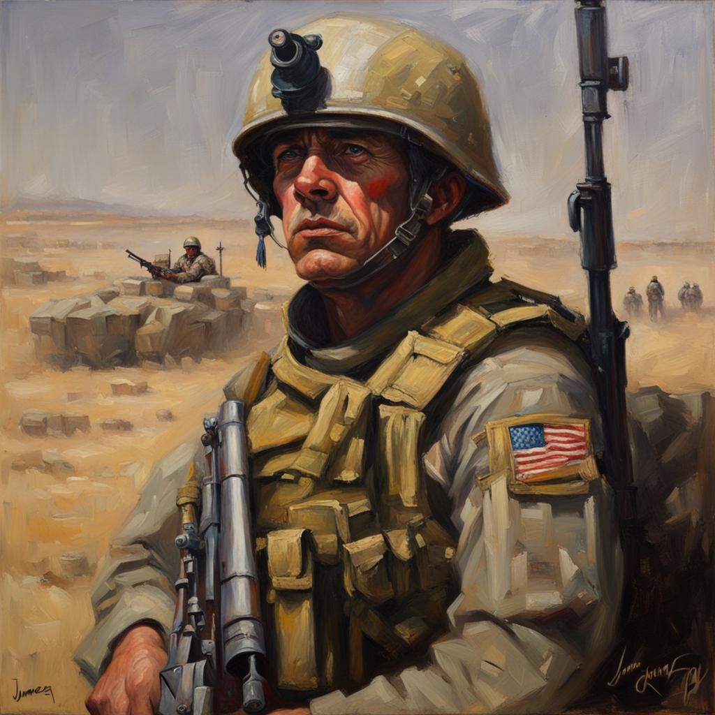 Soldier Portrait in Oil Painting Style