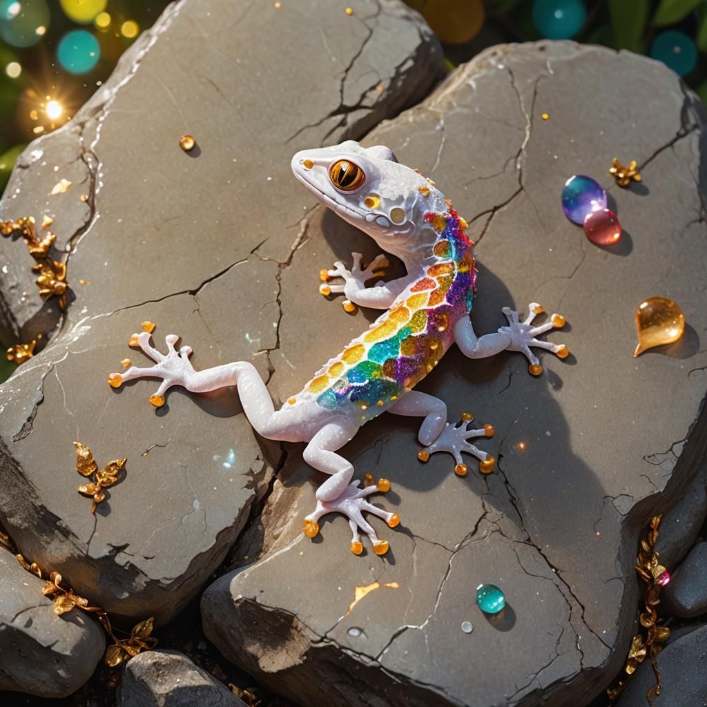 Glitter Gecko in Lush Environment: Splash Art