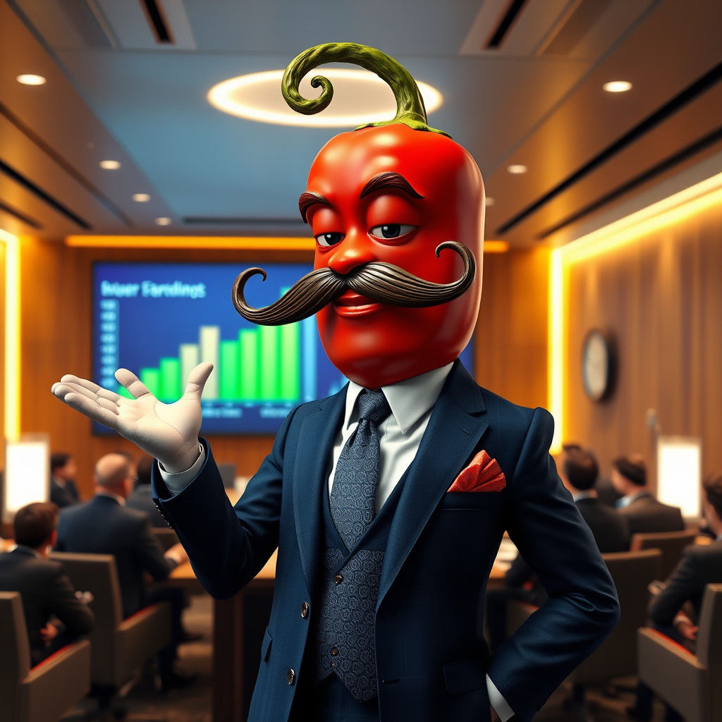 Dashing Jalapeño Businessman Presents Holographic Data