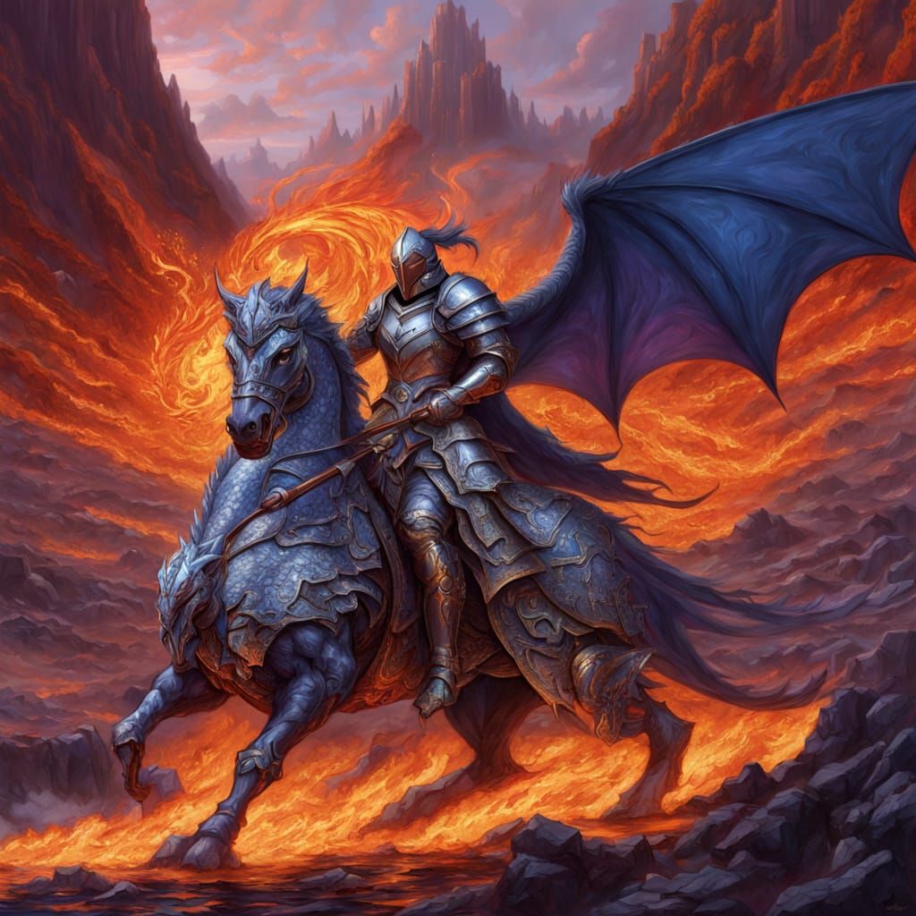 Byzantine Mosaic of a Knight and Lava Dragon