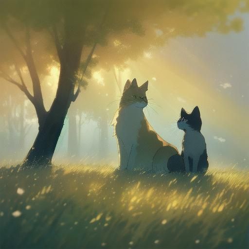 Mint Kitten in Sunlit Meadow: Anime Concept Art