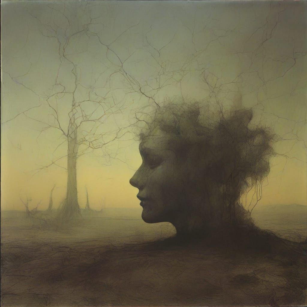 Surreal Beksiński-Inspired Dreamscape in Thermal Photogram S...