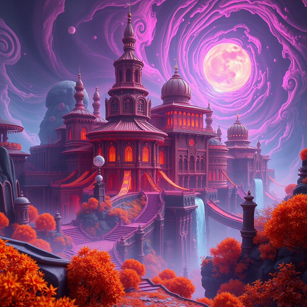 Dreamlike Fantasy Realm in Detailed Matte Painting