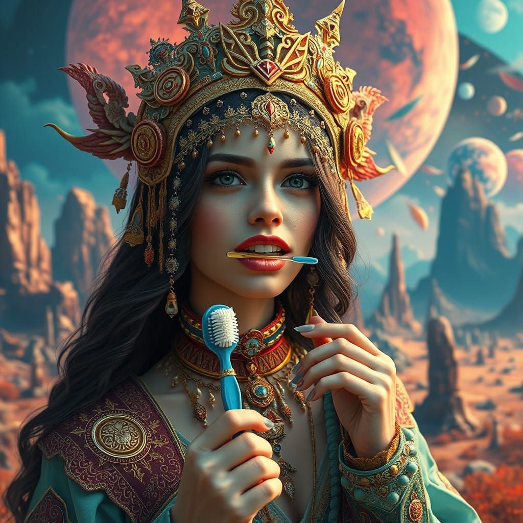 Enchanted Oral Mystic in Whimsical Futuristic Realm