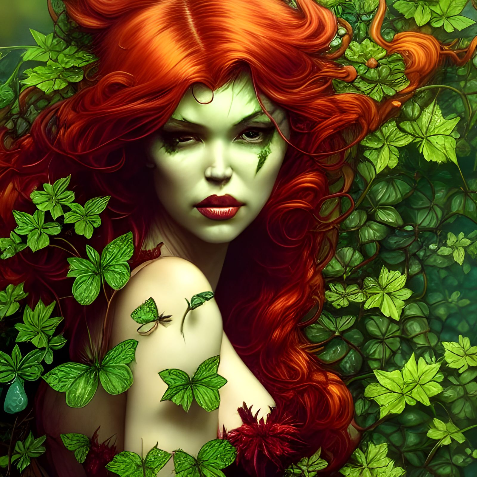 Poison Ivy in Her Garden: Digital Art