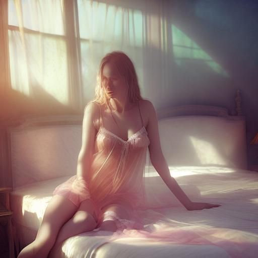 Man and Woman in Nightie, Cinematic Digital Painting