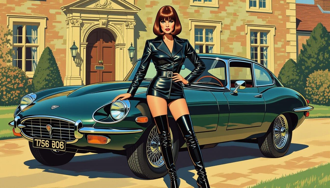 Emma Peel and Her Jaguar, Vintage Pulp Style
