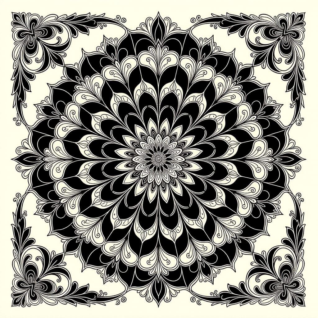 Intricate Mandala Illustration in Art Nouveau Style