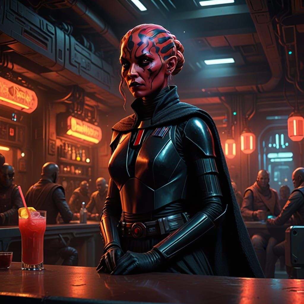 Dark Side Warrior at the Mos Eisley Cantina in a Moody Sci-F...