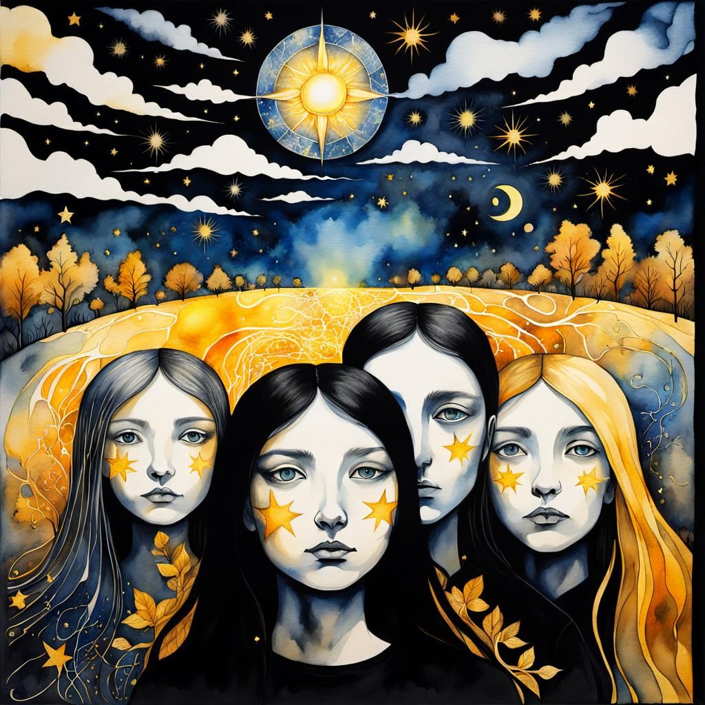 Surreal Portal to Good and Evil, Watercolor Style