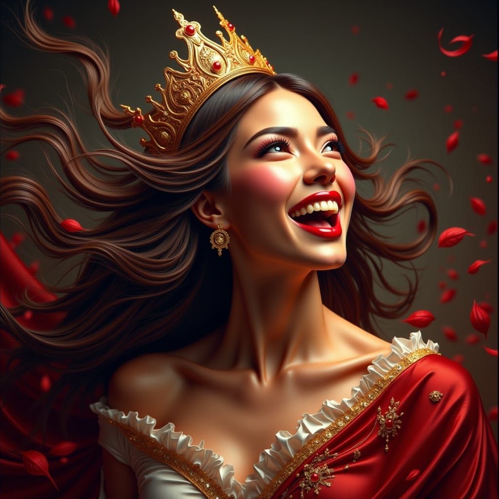 woman laughing wearing a stunning crown.....