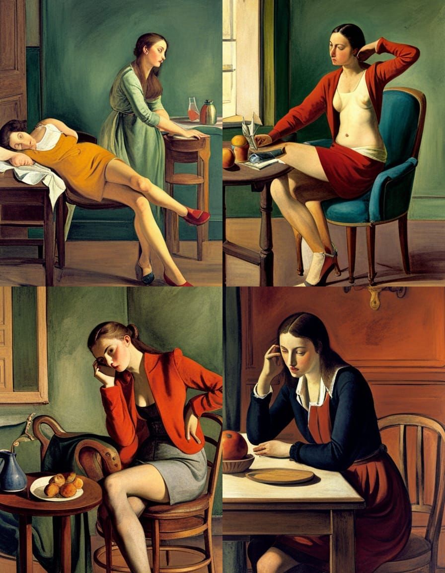 Eerie Portrait in the Style of Balthus