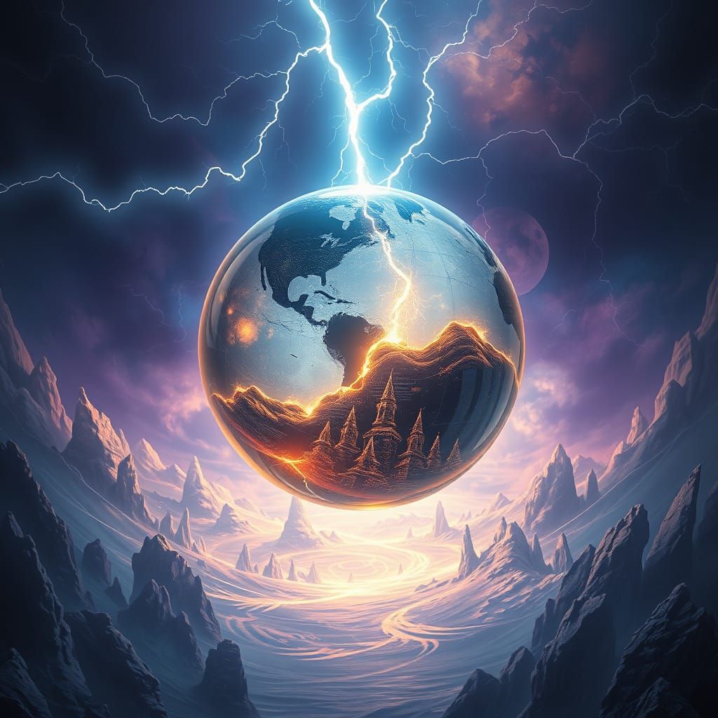 Majestic Glass Globe Illuminated by Electrifying Lightning