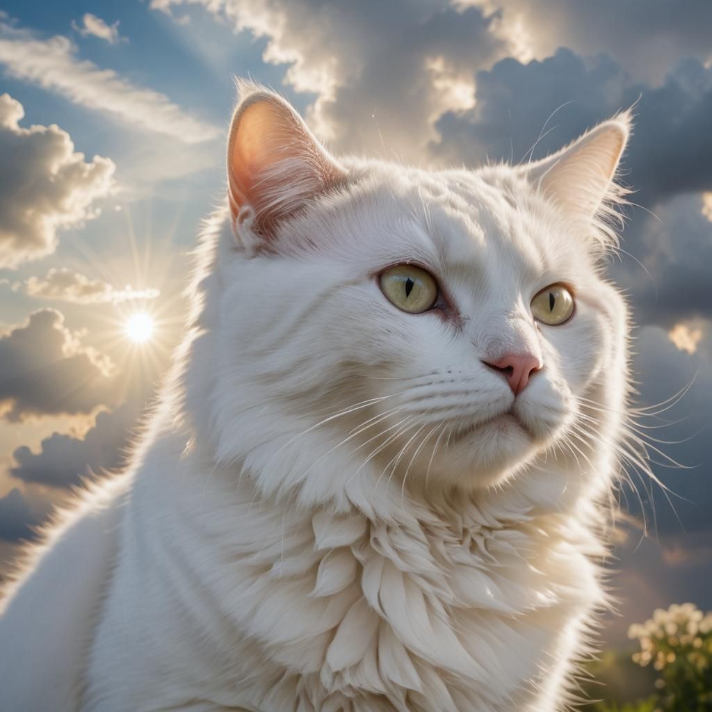 White Cat in Divine Sunshine