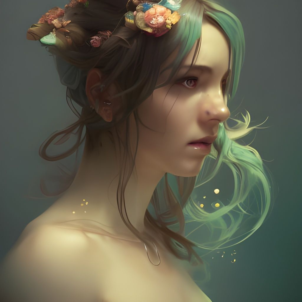 Drunk Fairy Portrait in Hyperdetailed Digital Art