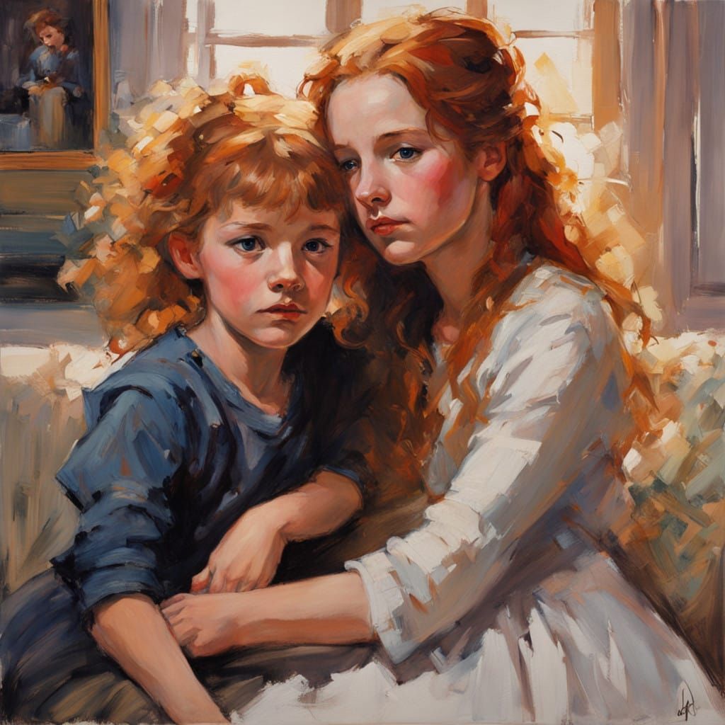 Cozy Family Moment in Warm Golden Light