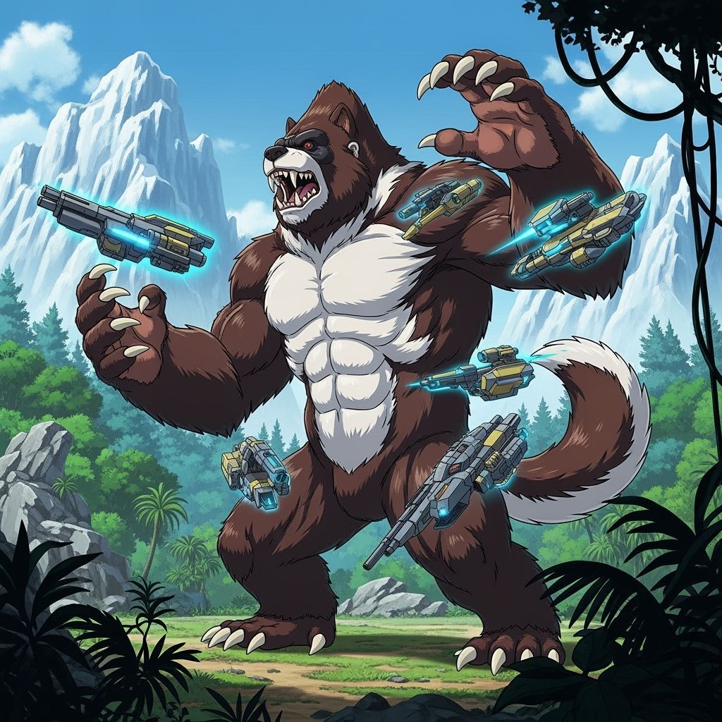 Technomagic Bearaline Jungle Warrior with Futuristic Tech